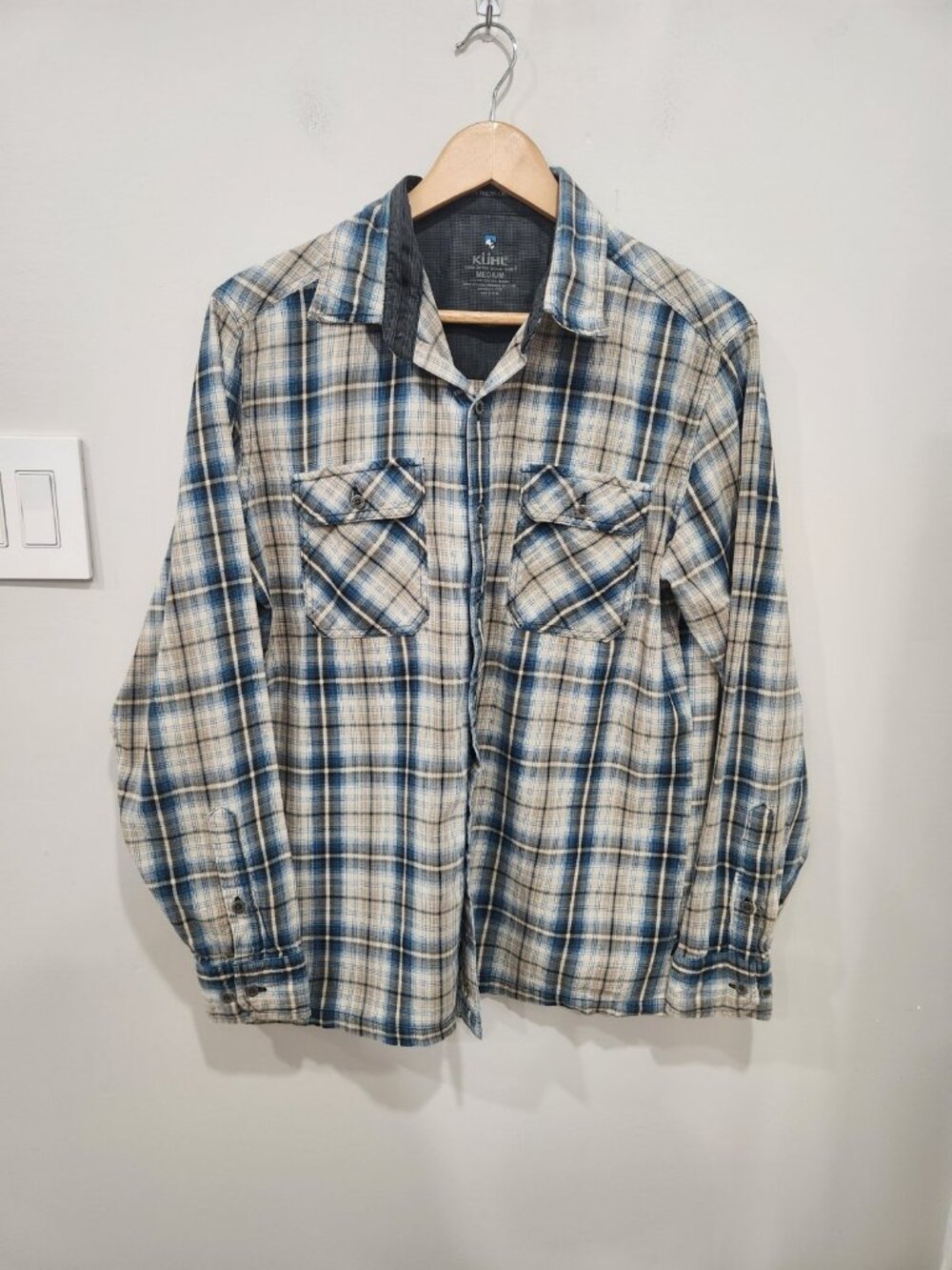 Kuhl Fugitive Flannel Shirt Men's Sz M Plaid Button Up Long Sleeve #7202 outdoor